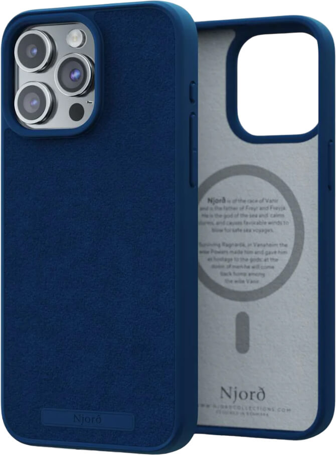 Чохол-накладка Njord Suede MagSafe Case Blue для iPhone 15 Pro Max